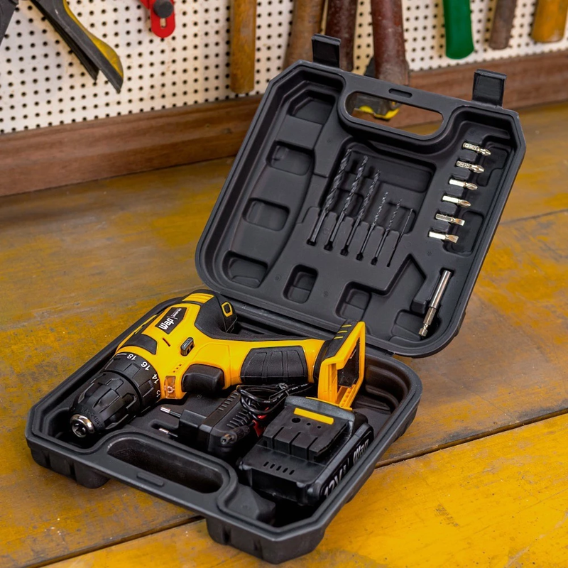 Kit Taladro Atornillador Eléctrico Wap con Brocas + 02 Baterías.